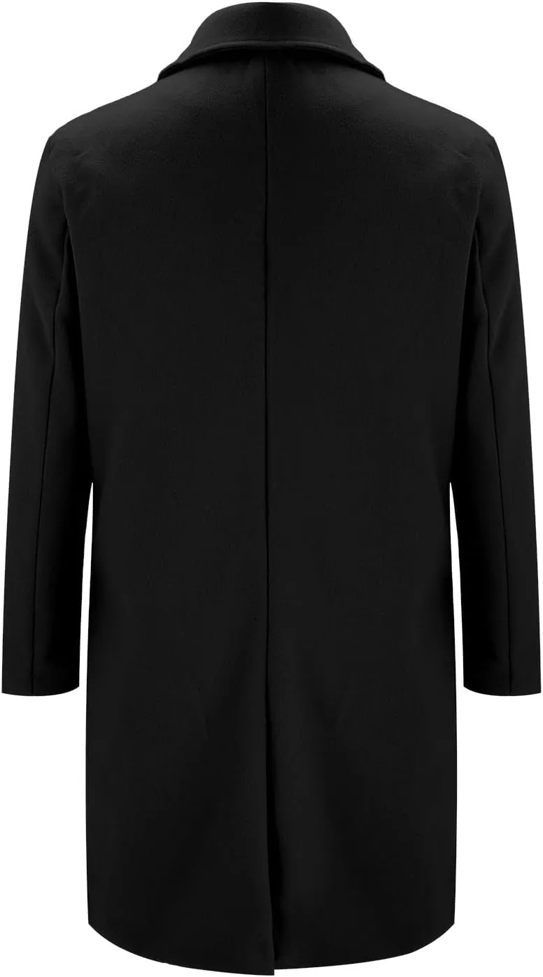 Trench Coat Jacket Men'S Autumn And Winter Street Trendy Short Off Shoulder Trench Coat Jacket Men Mens Coat Black