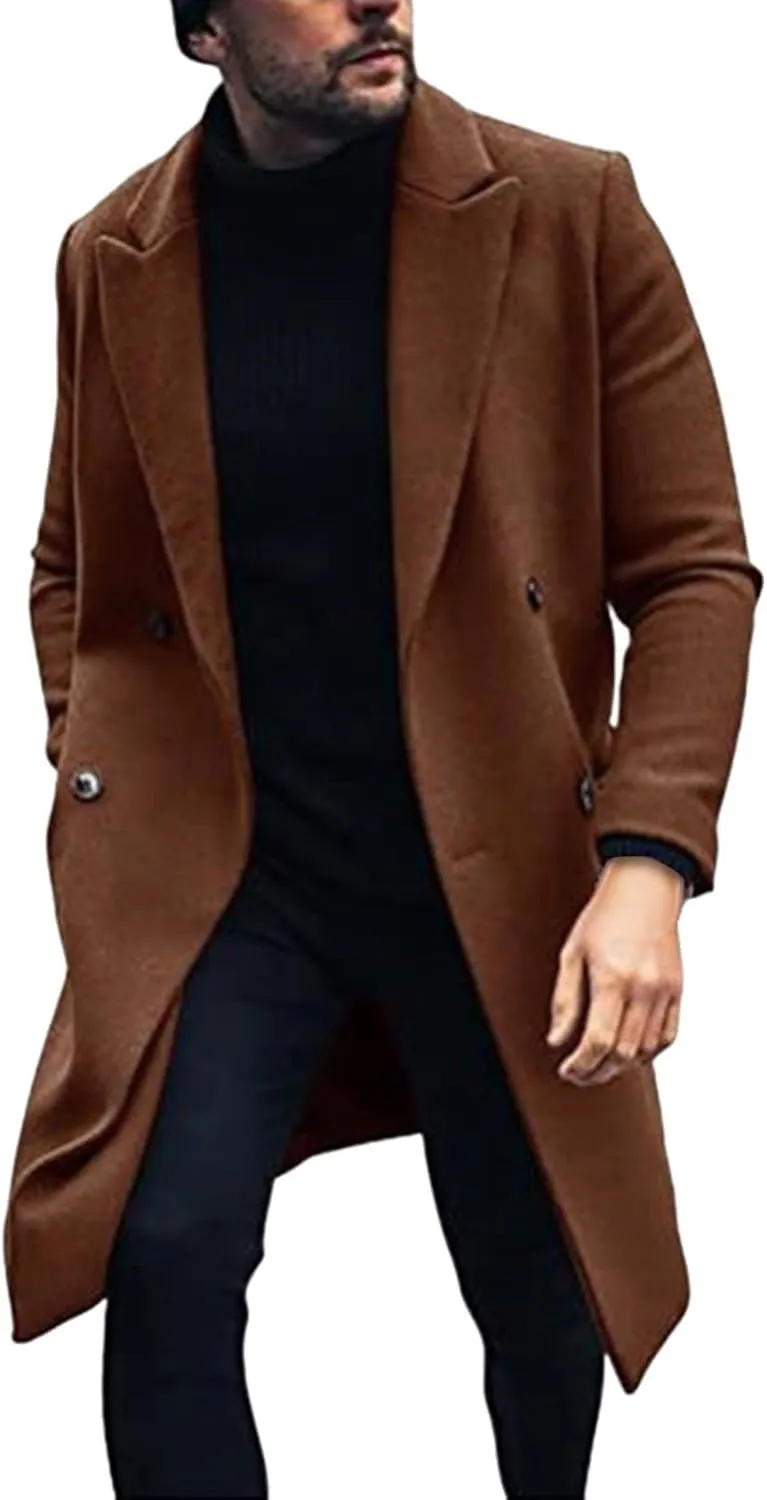 Trench Coat Men Men'S Autumn And Winter Street Trendy Short Off Shoulder Trench Coat Rain Coat Men Men'S Wool