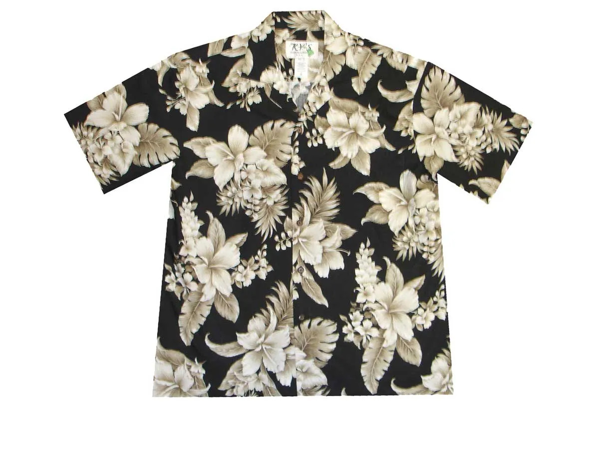 Tropical Flowers Cotton Men's Aloha Shirt