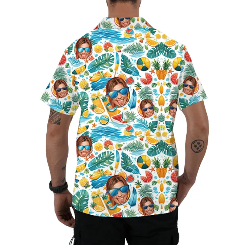 Tropical Fruits Ocean Prints Custom Aloha Hawaiian Shirts Upload Photos Personalized Gifts for Him