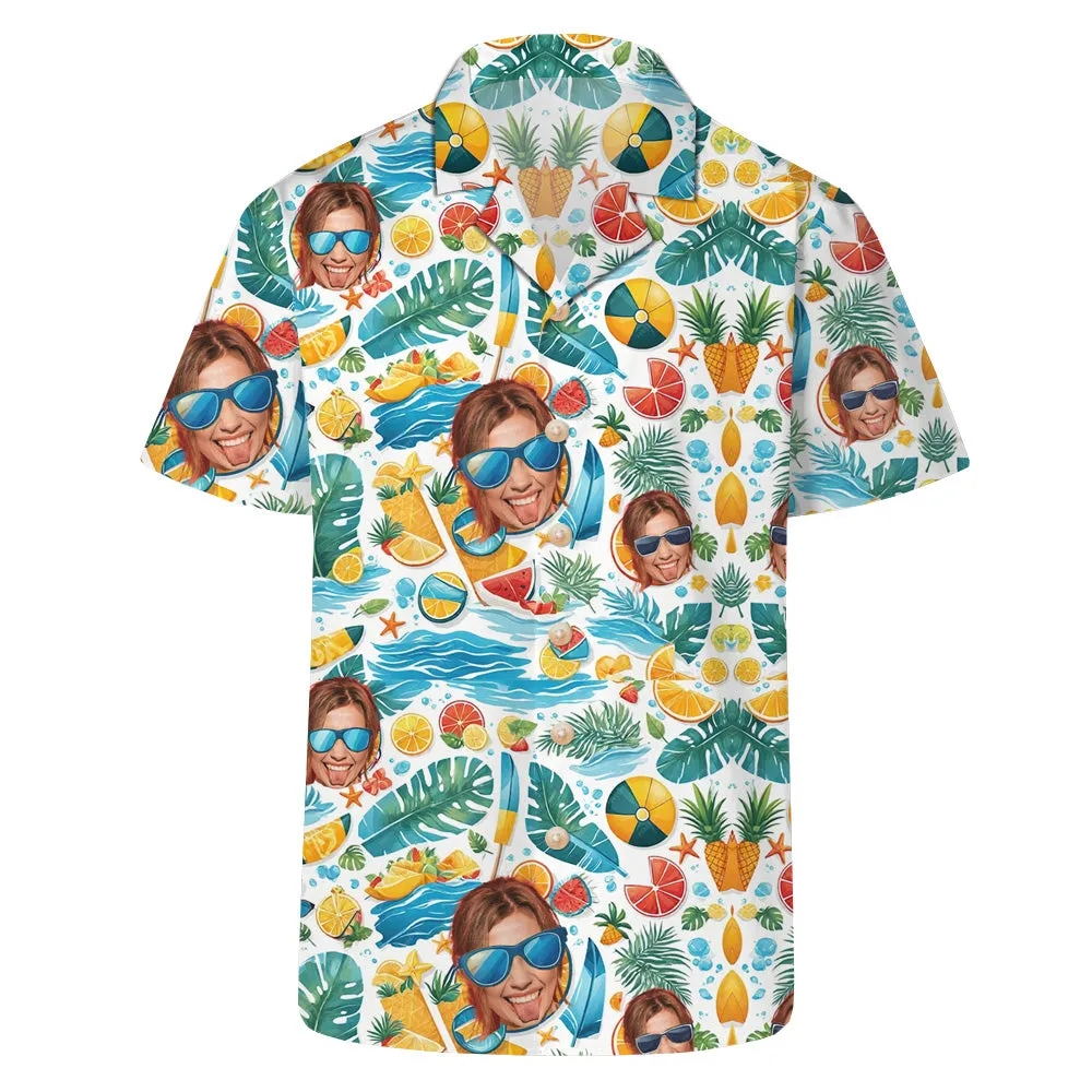 Tropical Fruits Ocean Prints Custom Aloha Hawaiian Shirts Upload Photos Personalized Gifts for Him
