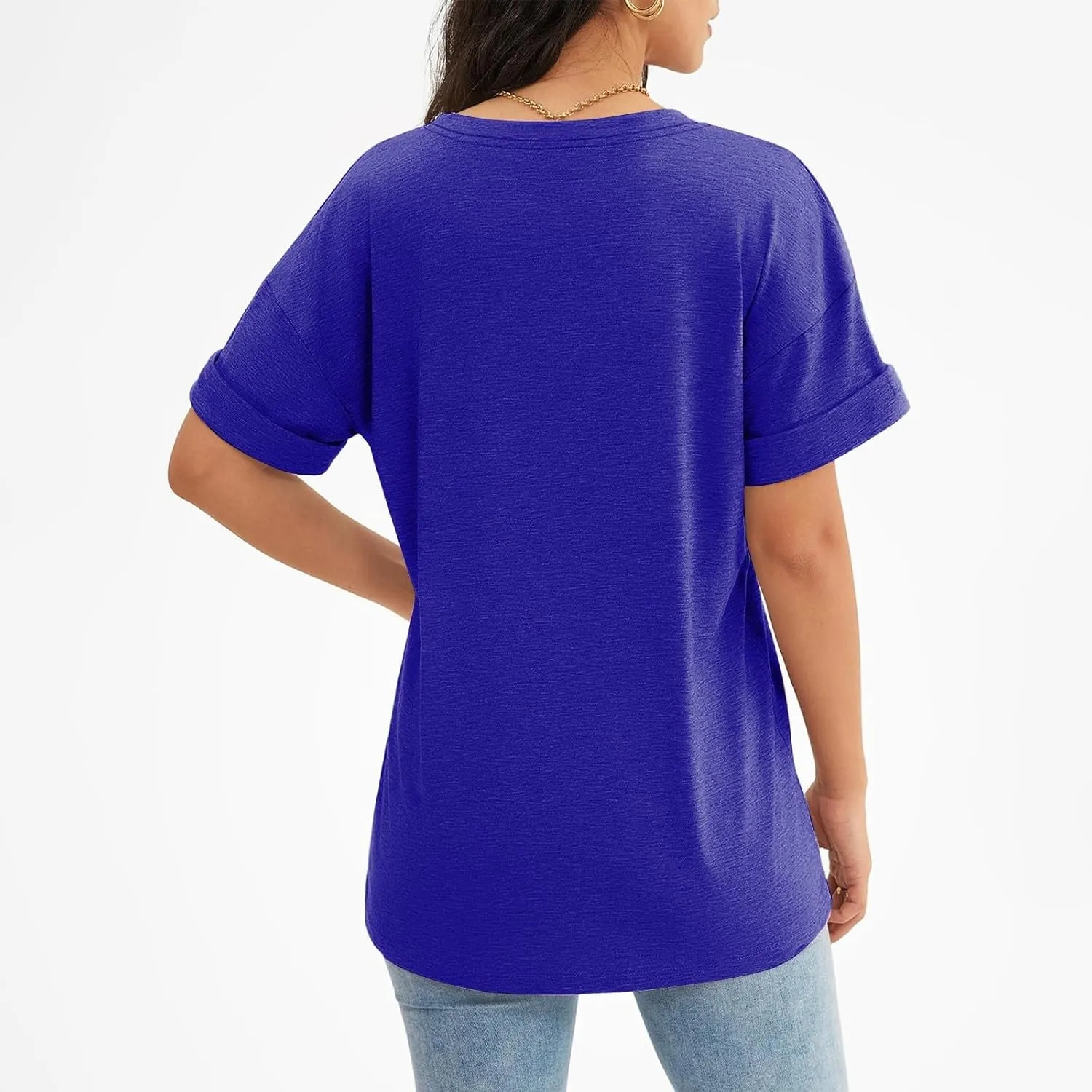 Tshirts Shirts for Women Short Sleeve Comfy Roll Tops with Pocket Casual V Neck Slim Fit Daily Gym Workout Blouses