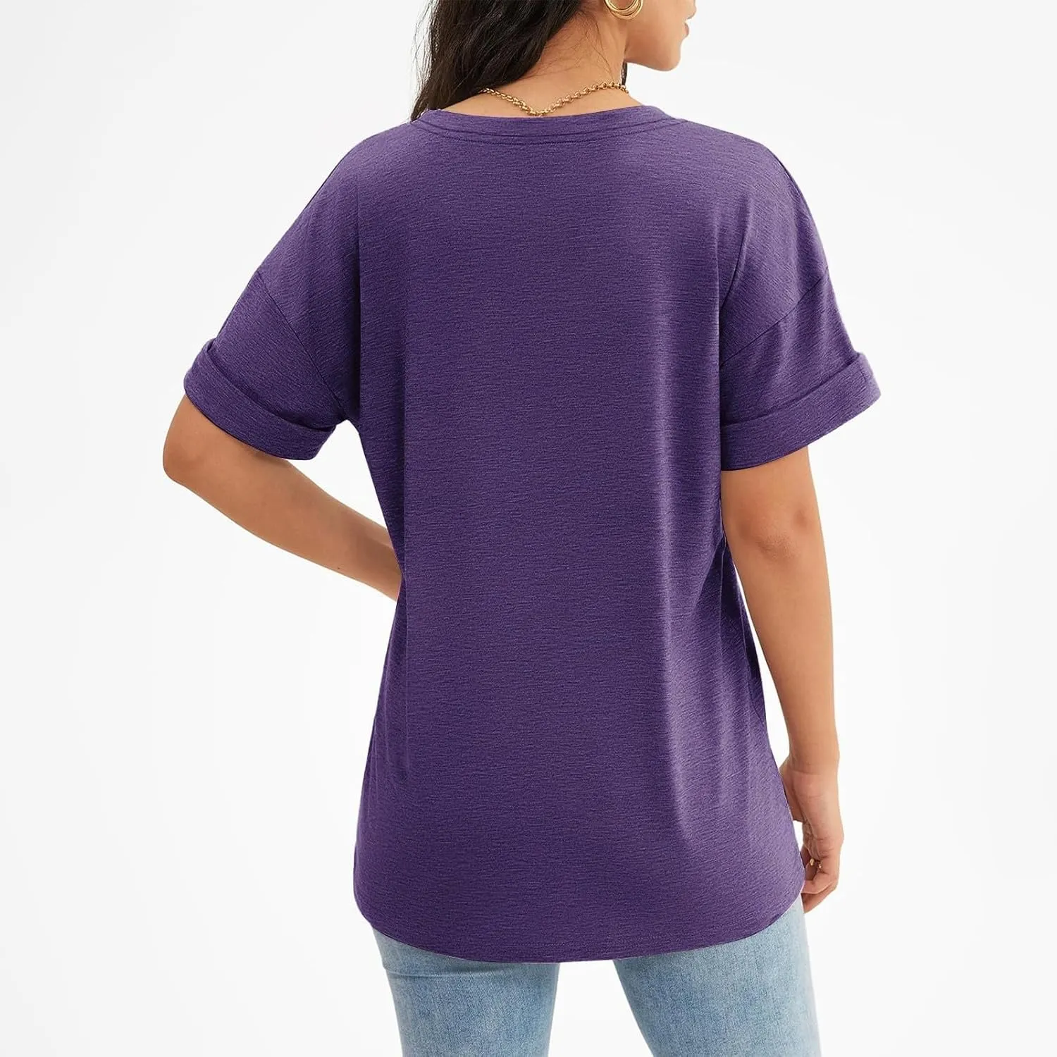 Tshirts Shirts for Women Short Sleeve Comfy Roll Tops with Pocket Casual V Neck Slim Fit Daily Gym Workout Blouses