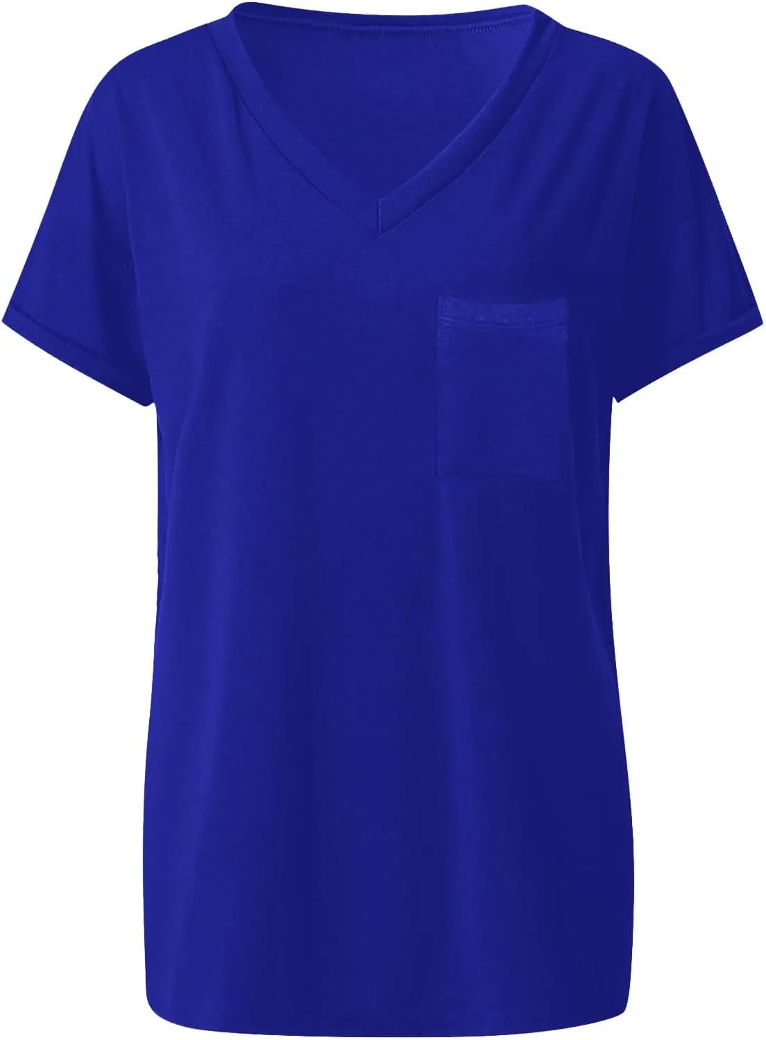 Tshirts Shirts for Women Short Sleeve Comfy Roll Tops with Pocket Casual V Neck Slim Fit Daily Gym Workout Blouses
