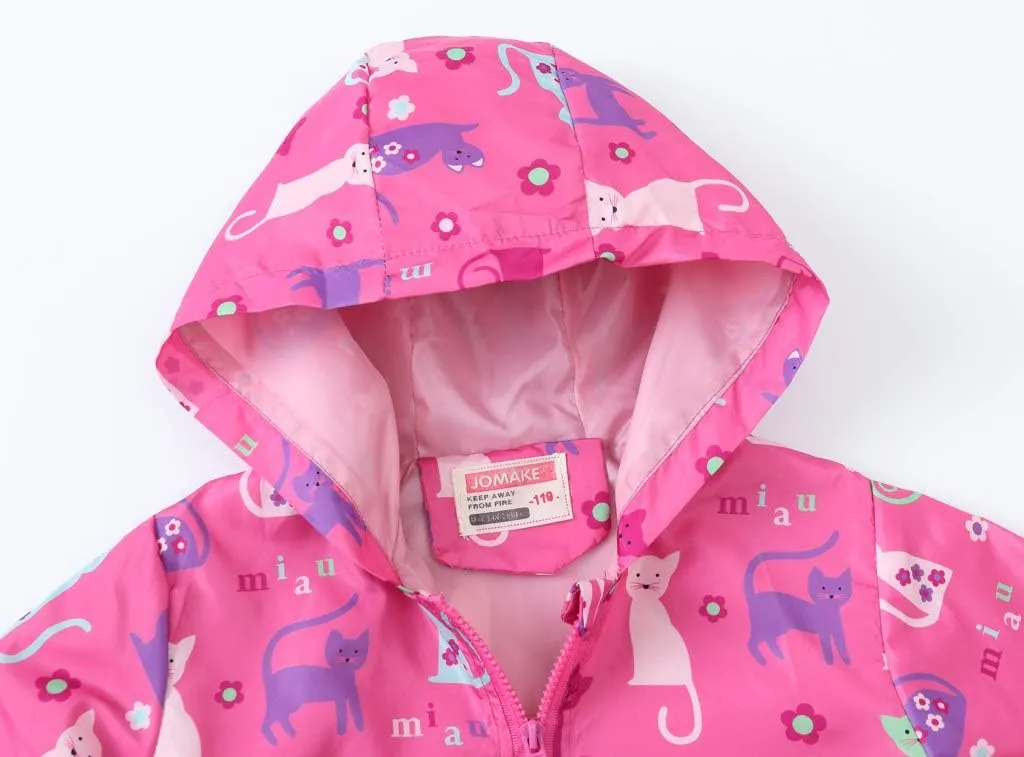 TUIJI Toddler Boys Girls Cartoon Print Zip Jacket Hooded Trench Lightweight Kids Coats Windbreaker Casual Outerwear