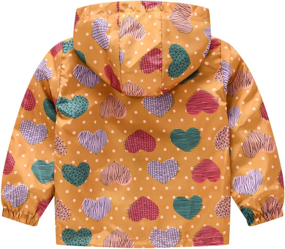 TUIJI Toddler Boys Girls Cartoon Print Zip Jacket Hooded Trench Lightweight Kids Coats Windbreaker Casual Outerwear