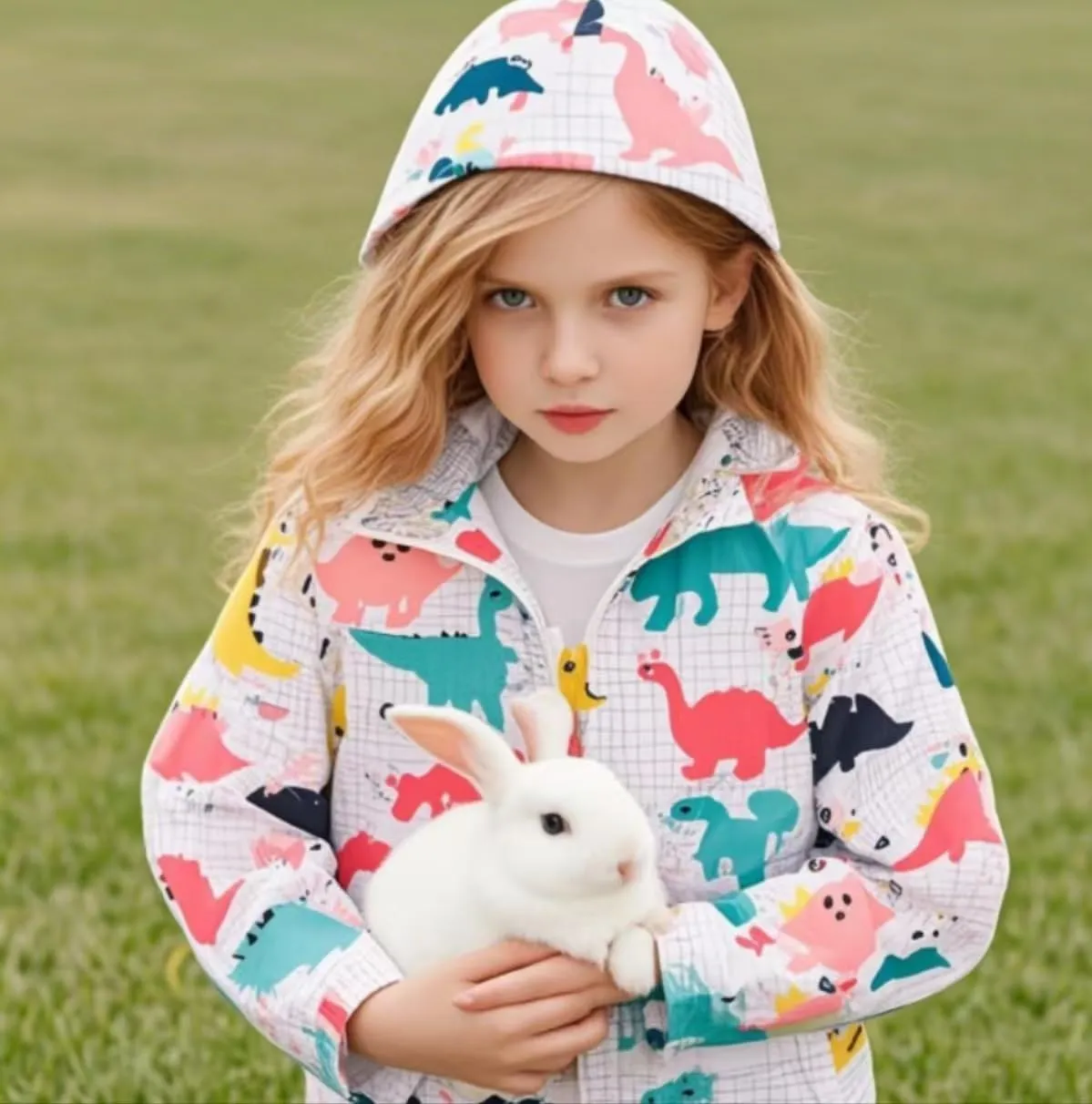 TUIJI Toddler Boys Girls Cartoon Print Zip Jacket Hooded Trench Lightweight Kids Coats Windbreaker Casual Outerwear