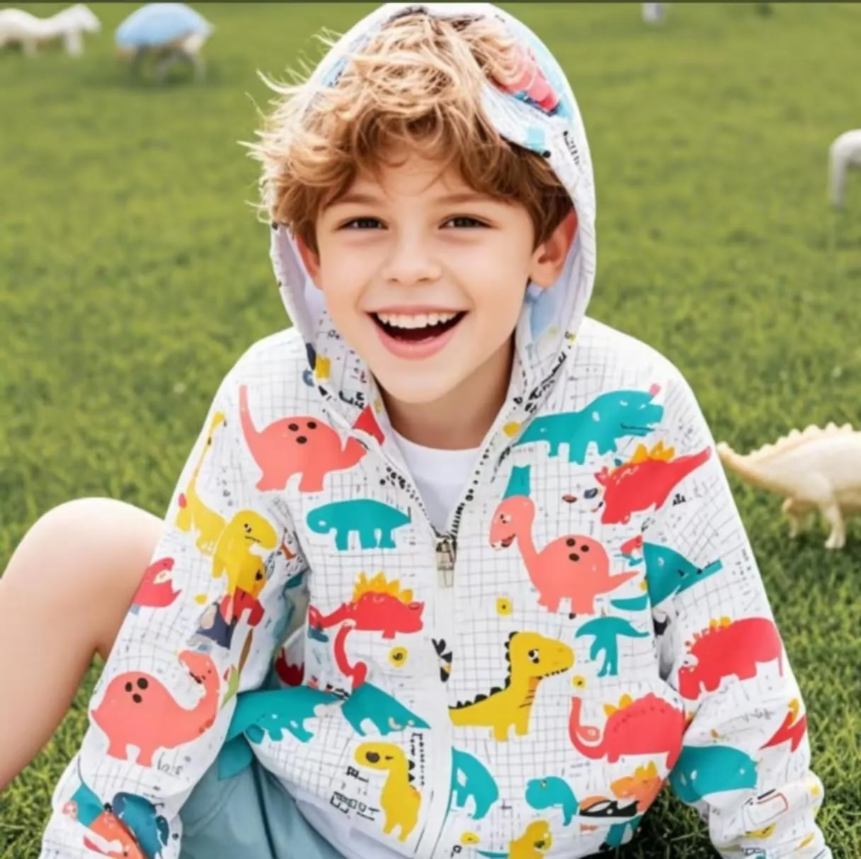 TUIJI Toddler Boys Girls Cartoon Print Zip Jacket Hooded Trench Lightweight Kids Coats Windbreaker Casual Outerwear