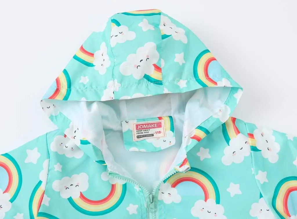 TUIJI Toddler Boys Girls Cartoon Print Zip Jacket Hooded Trench Lightweight Kids Coats Windbreaker Casual Outerwear