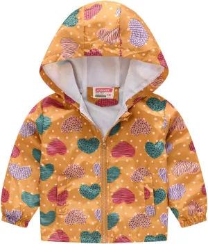 TUIJI Toddler Boys Girls Cartoon Print Zip Jacket Hooded Trench Lightweight Kids Coats Windbreaker Casual Outerwear