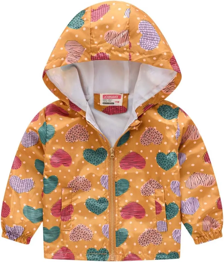 TUIJI Toddler Boys Girls Cartoon Print Zip Jacket Hooded Trench Lightweight Kids Coats Windbreaker Casual Outerwear