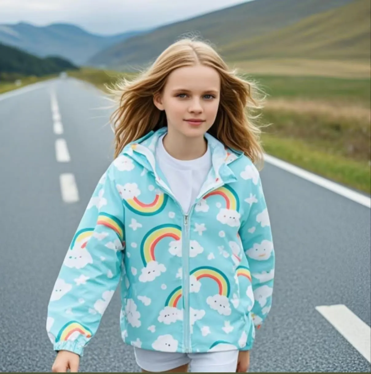 TUIJI Toddler Boys Girls Cartoon Print Zip Jacket Hooded Trench Lightweight Kids Coats Windbreaker Casual Outerwear