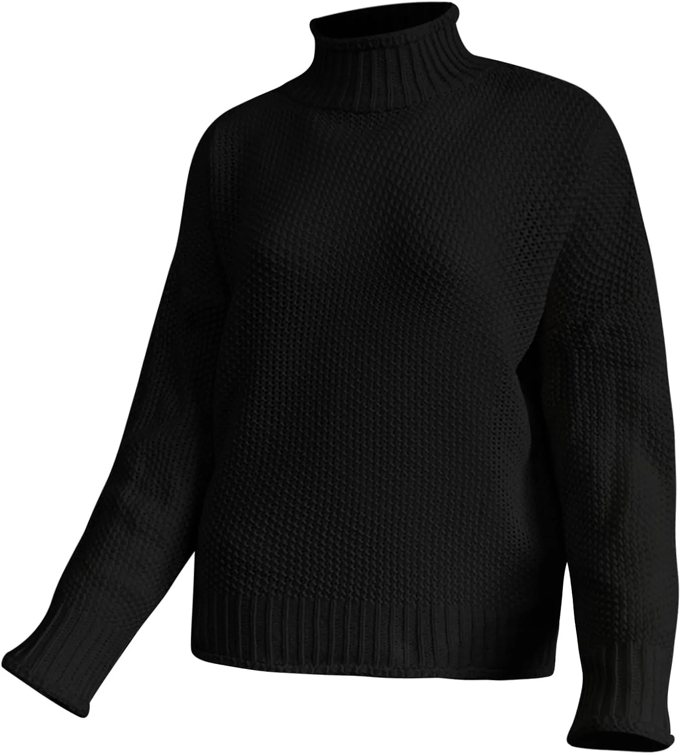 Turtleneck Long Sleeve Shirts Long Sleeve Knit Solid Color Sweater Pullover Top Long Sleeve Shirts for Women Plus