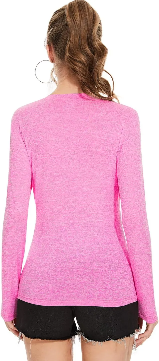 Ullnoy Women's Long Sleeve V Neck T Shirts Long Sleeve Workout Tops for Women V Neck Moisture Wicking Long Sleeve Tee Pack