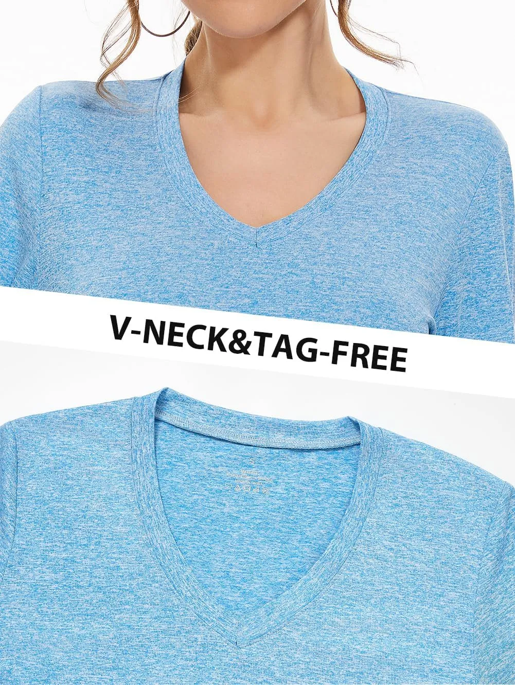 Ullnoy Women's Long Sleeve V Neck T Shirts Long Sleeve Workout Tops for Women V Neck Moisture Wicking Long Sleeve Tee Pack