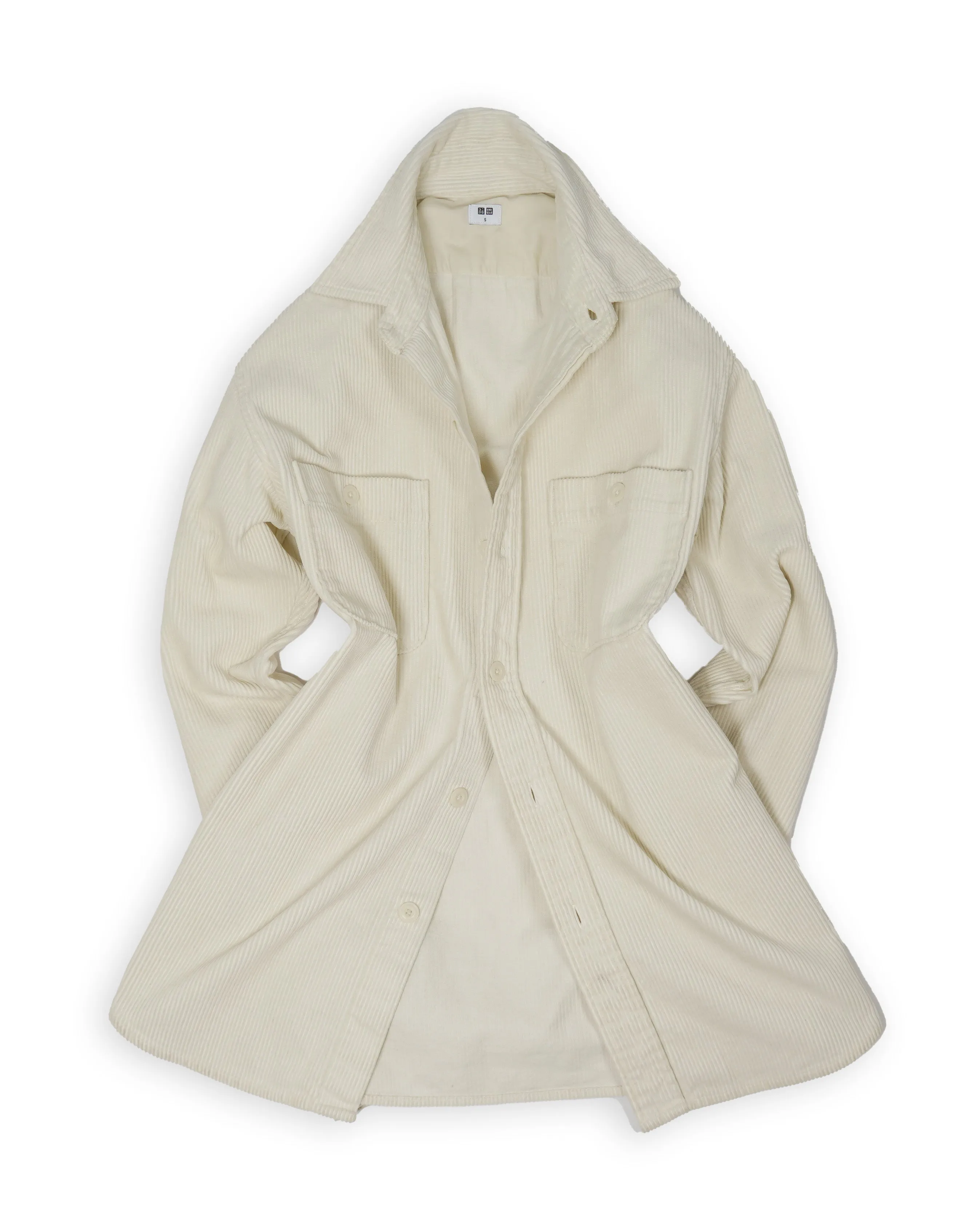 Uniqlo - White Corduroy Relaxed Overshirt S