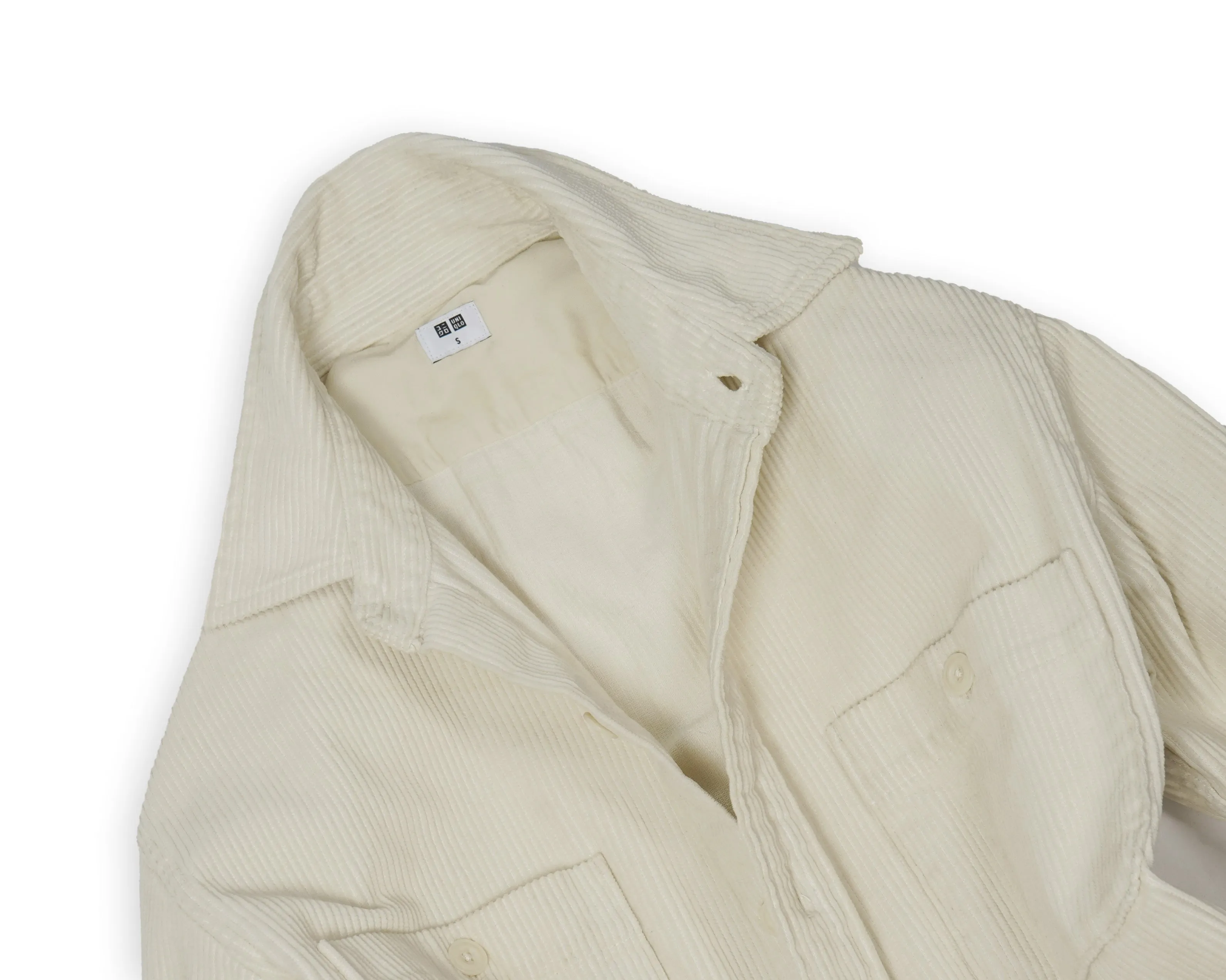 Uniqlo - White Corduroy Relaxed Overshirt S