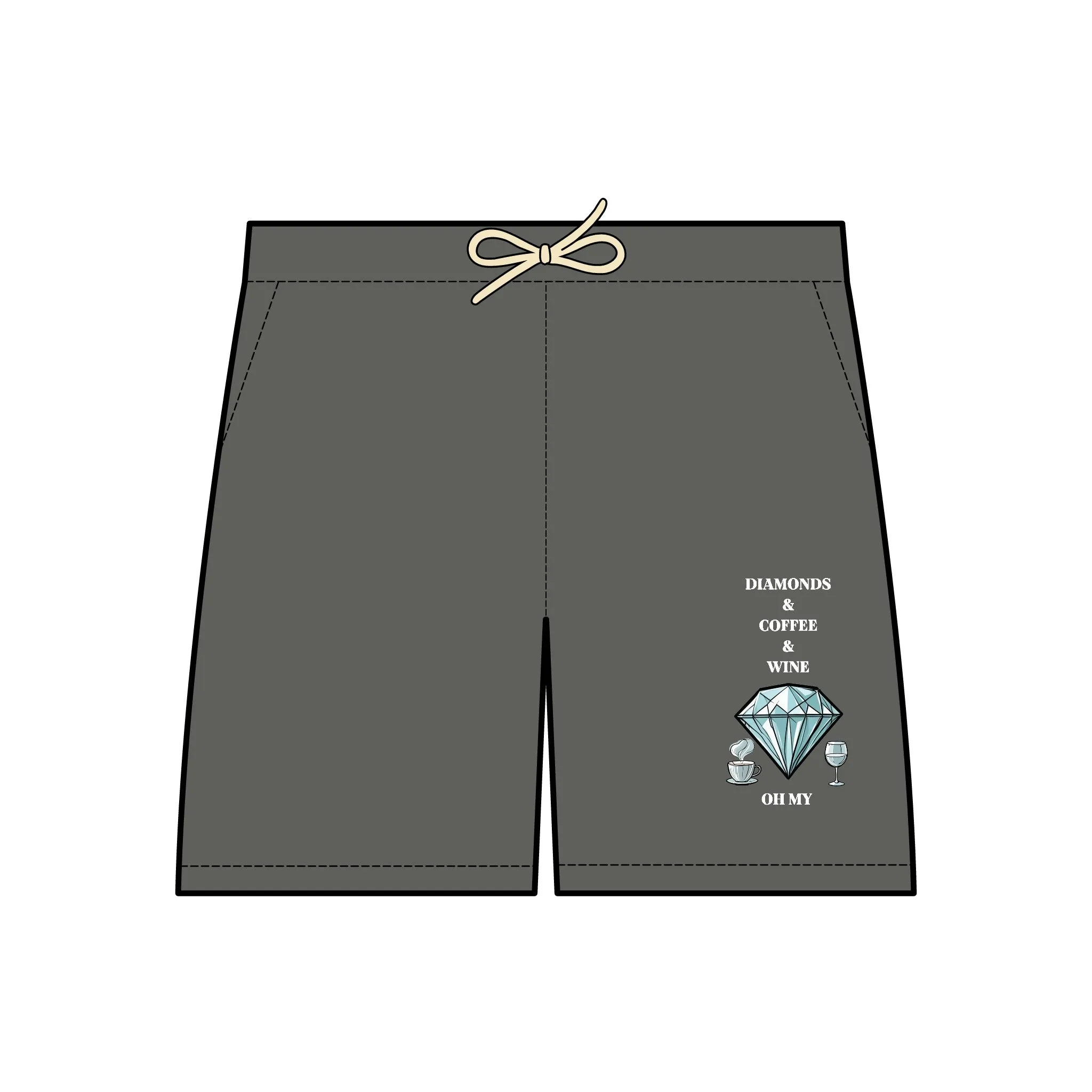 Unisex Garment-Dyed Lightweight Fleece Sweat Shorts- 'Diamonds & Coffee & Wine, Oh My' Wizard of Oz-Inspired Design"
