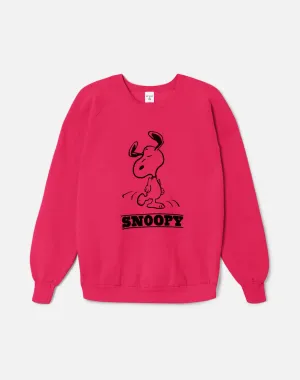 Upcycled "Snoopy Dancing" Sweatshirt in Fuchsia - 11229738