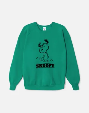 Upcycled "Snoopy Dancing" Sweatshirt in Green - 11229736