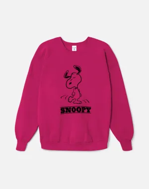 Upcycled "Snoopy Dancing" Sweatshirt in Heathered Fuchsia - 11229745