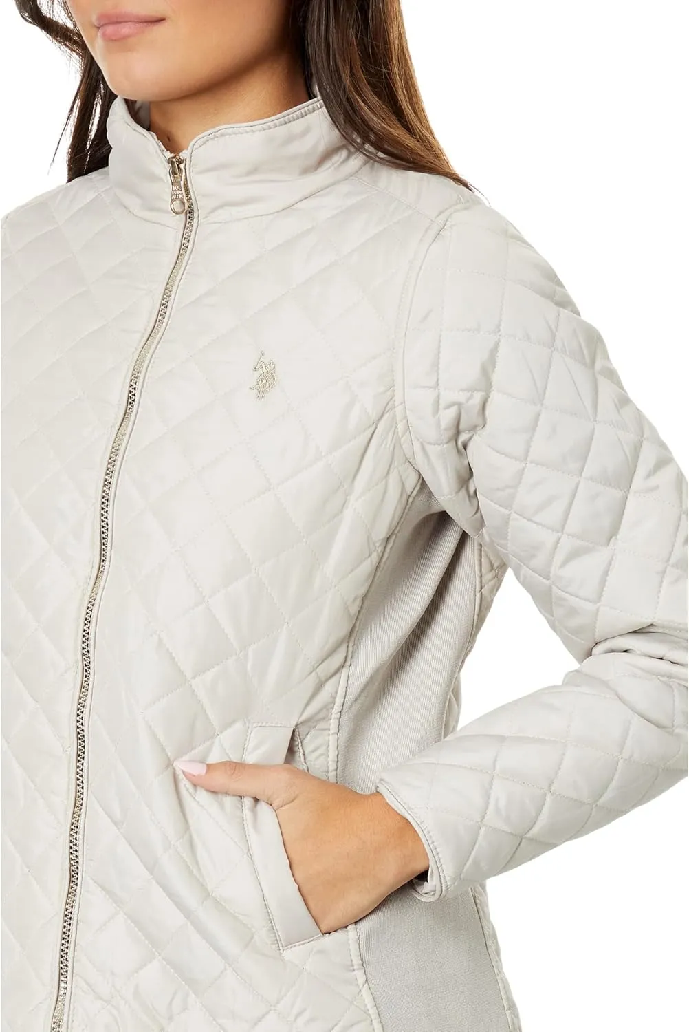 U.S. POLO ASSN. Quilted Moto Jacket with Cozy Faux Fur Lining And Rib Trim