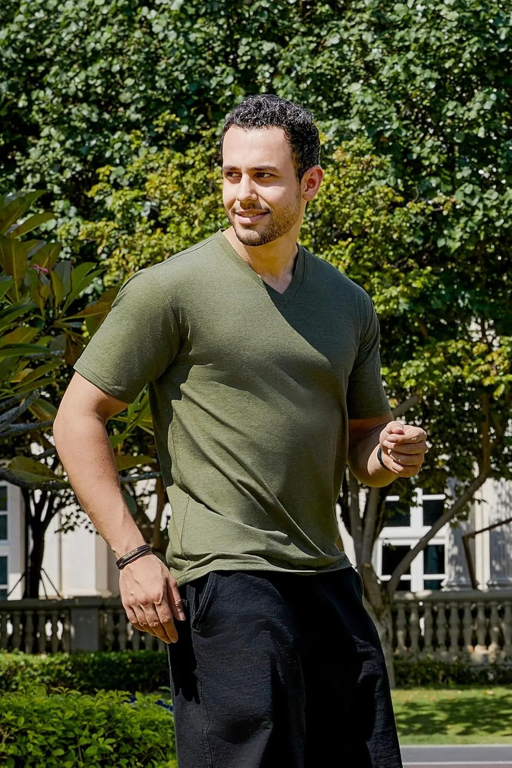 V-Neck Short Sleeve T-Shirt for Men Undershirt V Neck Slim Fit Breathable Cotton Blend Tee Shirts for Pajamas