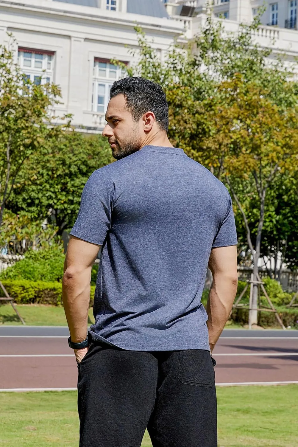 V-Neck Short Sleeve T-Shirt for Men Undershirt V Neck Slim Fit Breathable Cotton Blend Tee Shirts for Pajamas
