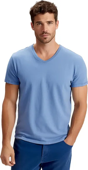 V-Neck Short Sleeve T-Shirt for Men Undershirt V Neck Slim Fit Breathable Cotton Blend Tee Shirts for Pajamas