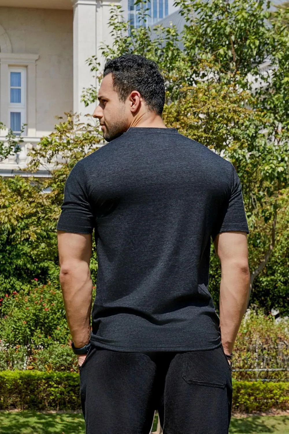 V-Neck Short Sleeve T-Shirt for Men Undershirt V Neck Slim Fit Breathable Cotton Blend Tee Shirts for Pajamas