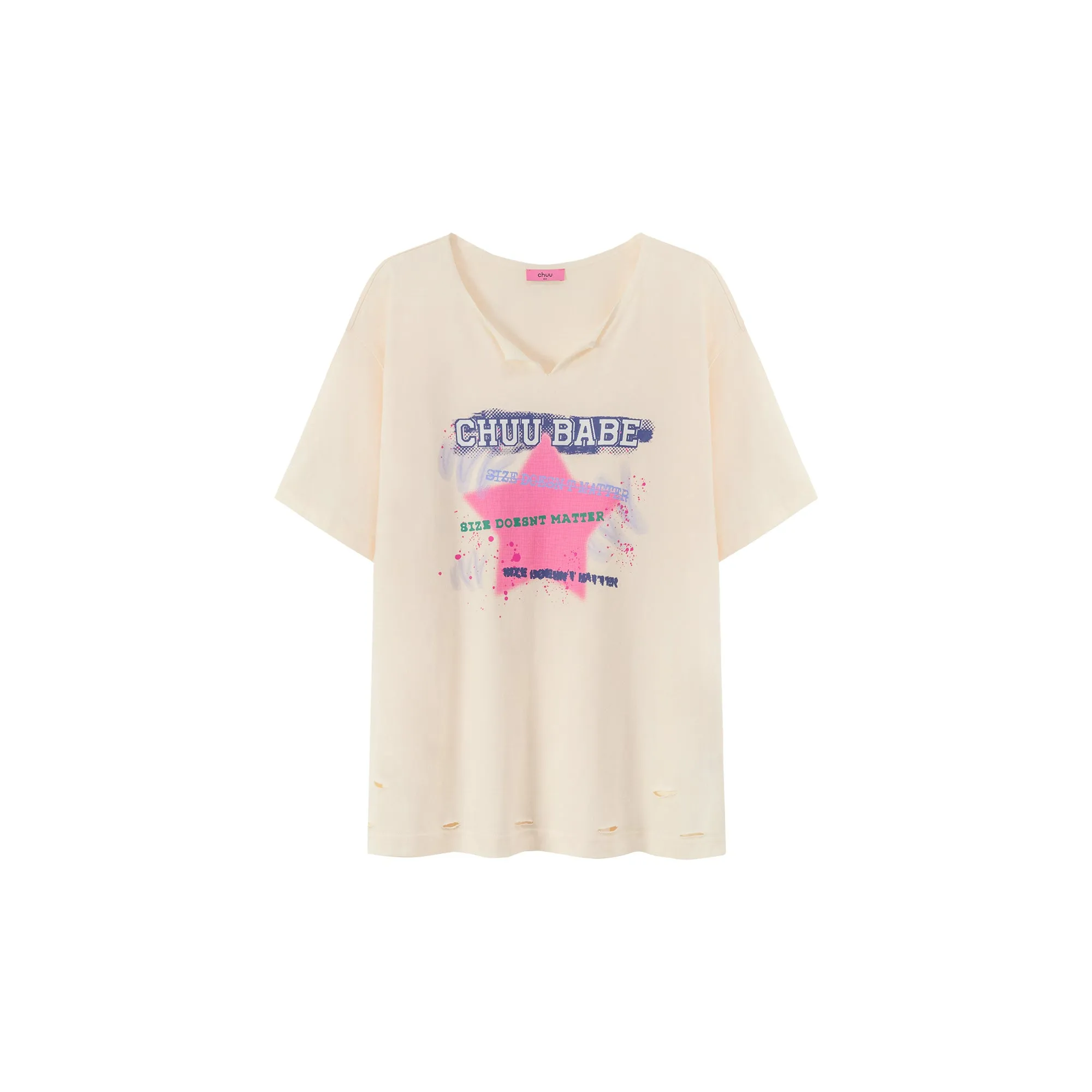 V-Trim Chuu Babe Star Distressed T-Shirt