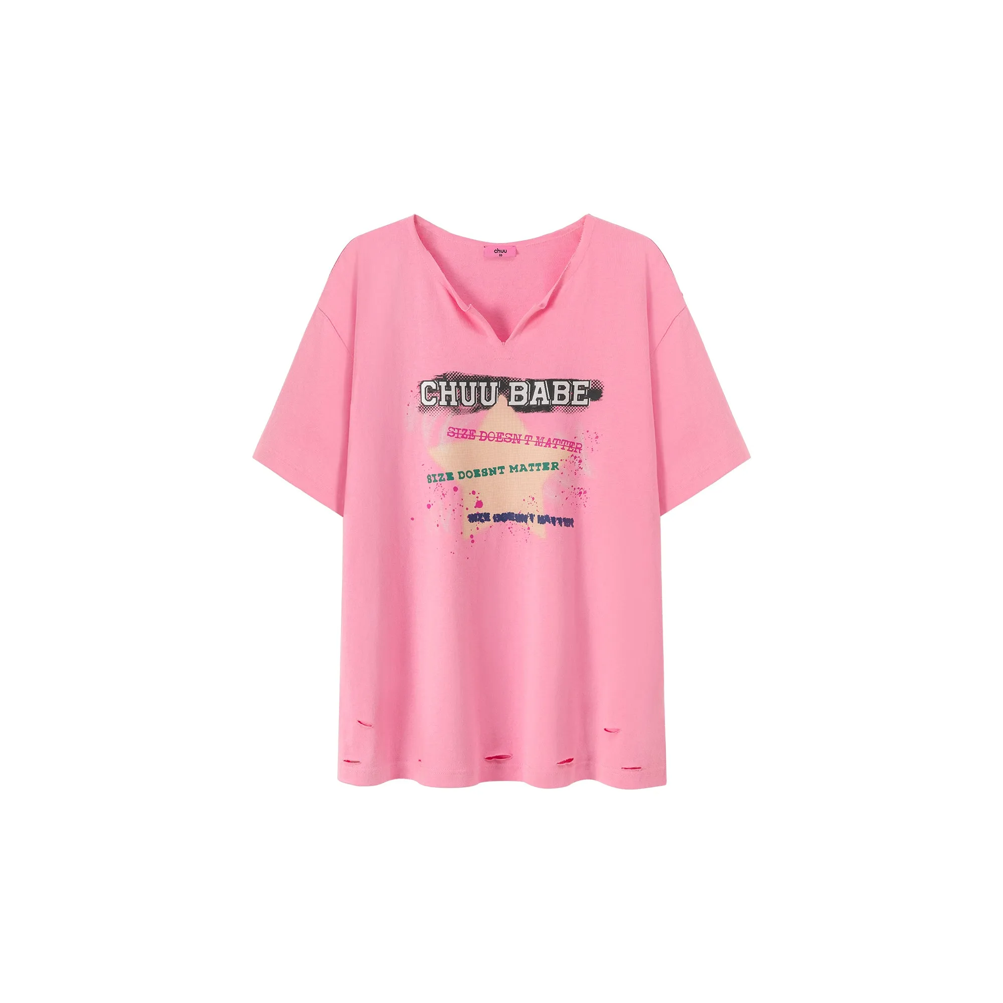 V-Trim Chuu Babe Star Distressed T-Shirt