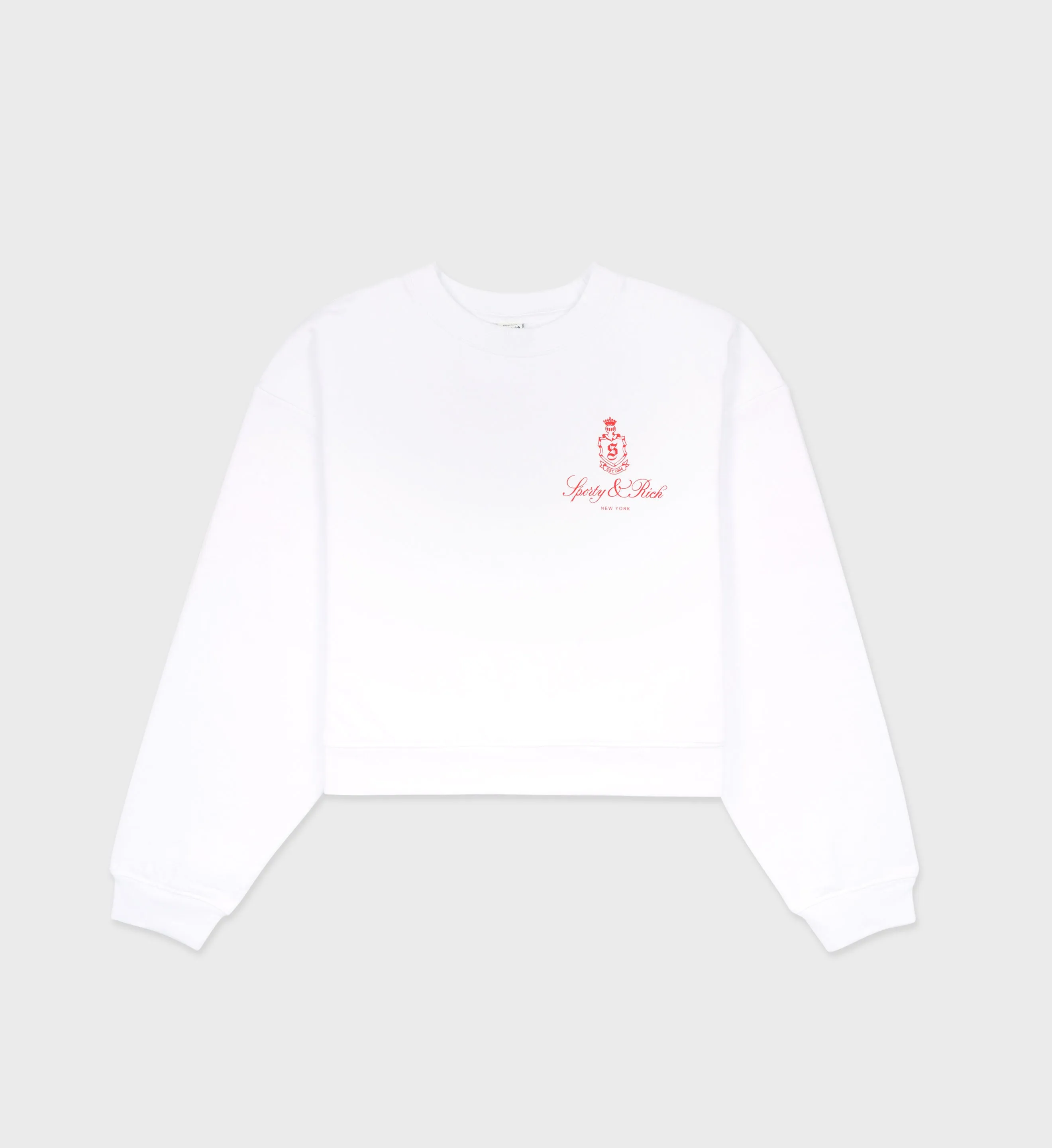 Vendome Cropped Crewneck - White/Cerise