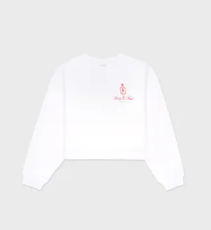 Vendome Cropped Crewneck - White/Cerise