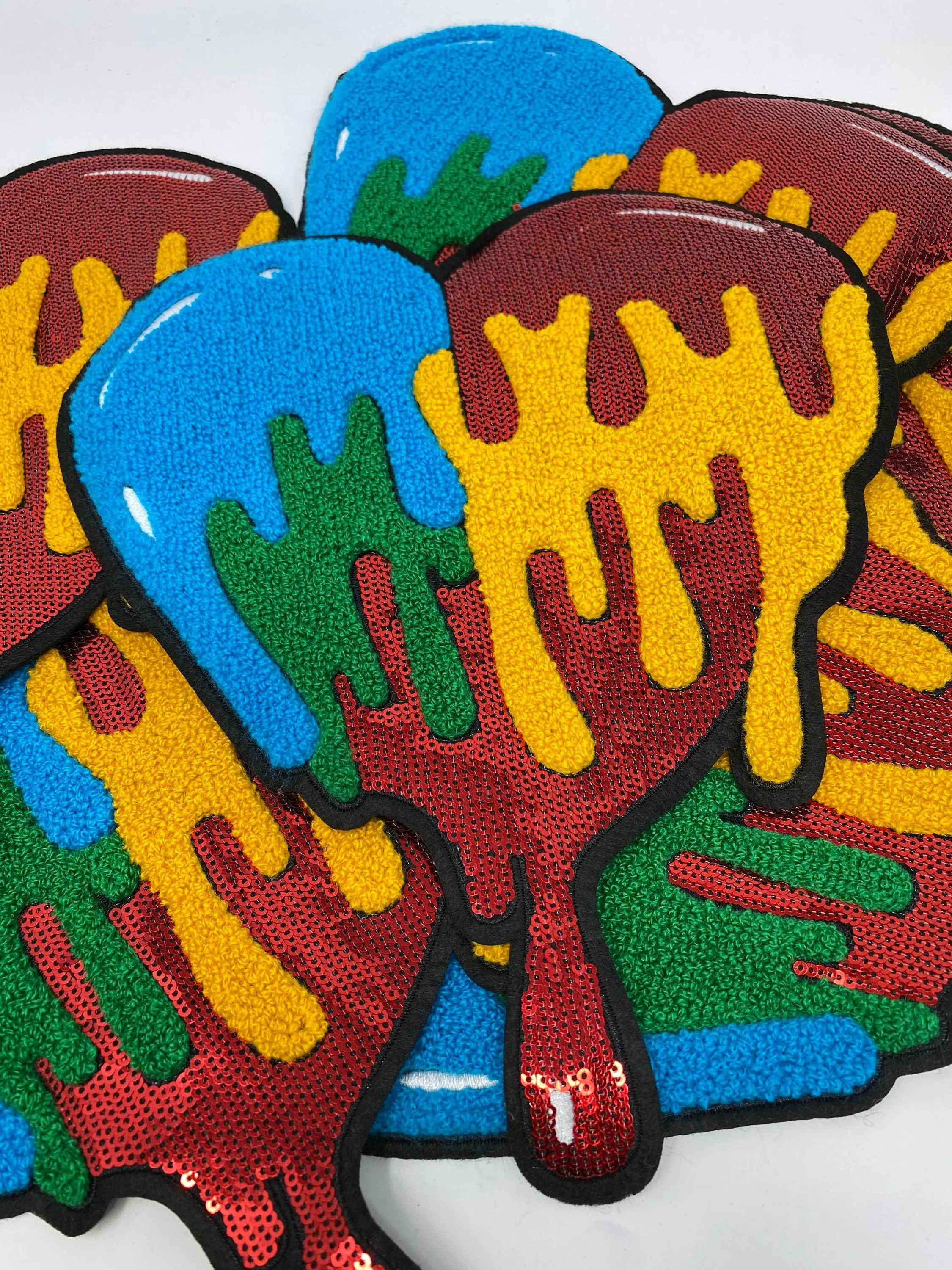 Vibrant 1-pc Chenille Patch "Colorful Dripping Heart " Patch (sew-on) Size 9X11", Exclusive Chenille Patch, Denim Jacket, Shirts, & Hoodies
