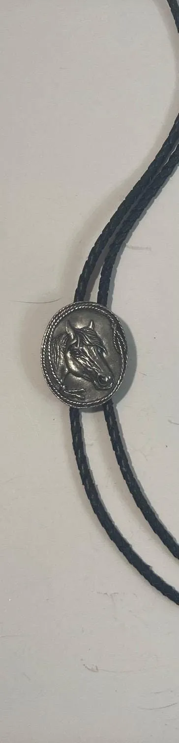 Vintage 1987 Metal Bolo Tie, Nice Horse Head Design, Nice Western Design, 1 3/4" x 1 1/4", Quality, Heavy Duty