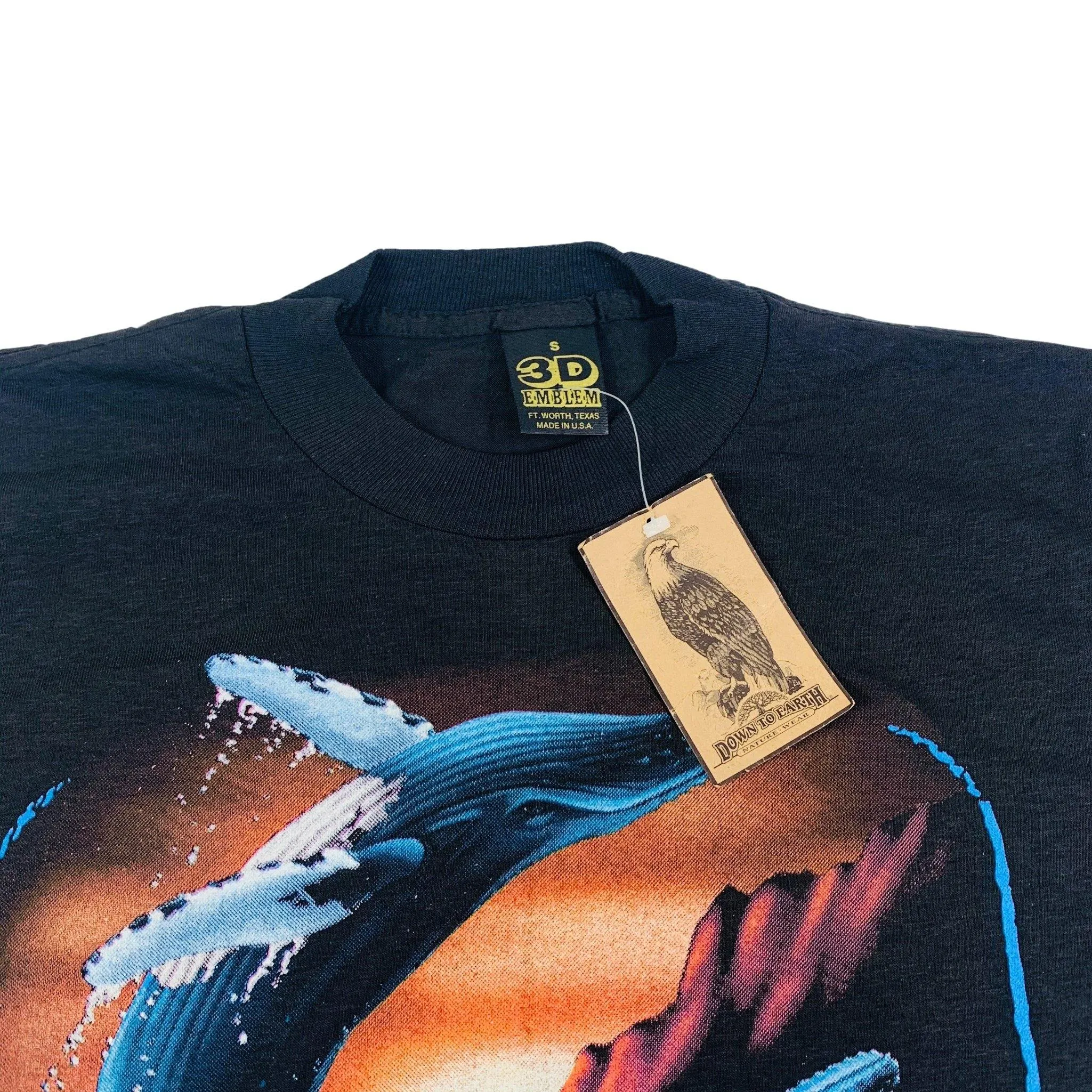 Vintage 3D Emblem "Down To Earth" Whale T-Shirt