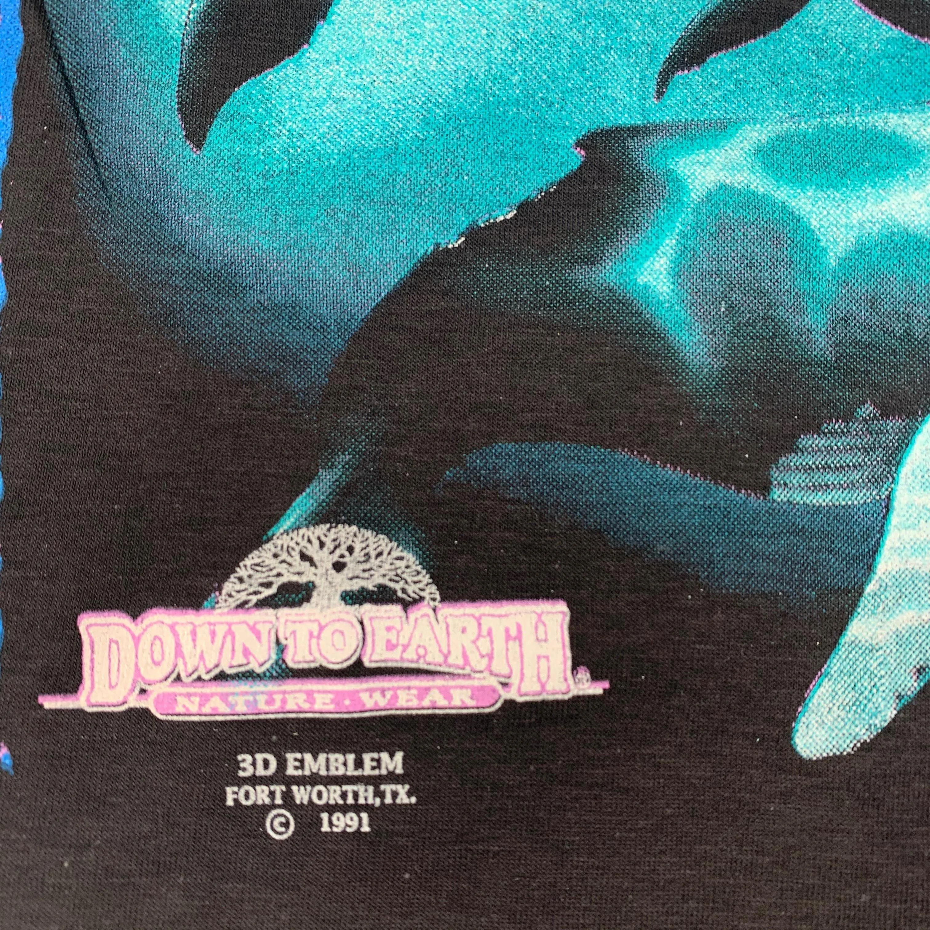 Vintage 3D Emblem "Down To Earth" Whale T-Shirt