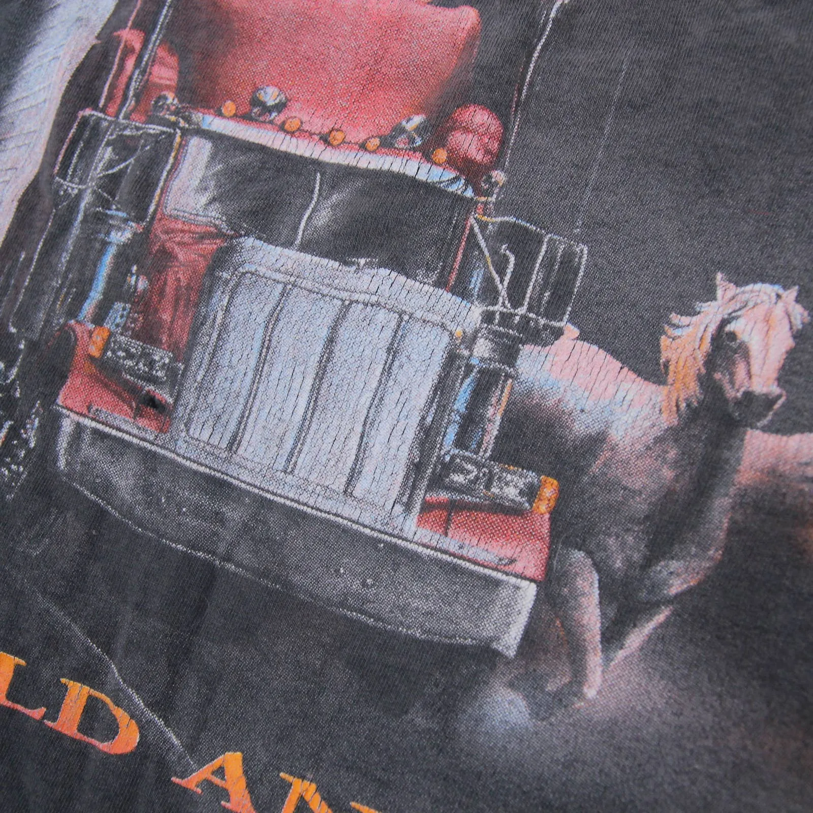 Vintage 3D Emblem "Wild and Free" Graphic T Shirt - XL