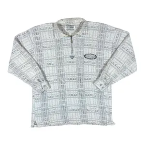 Vintage 90's BILLY DEAN Check Patterned 1/4 Zip Long Sleeve Flannel Polo Shirt