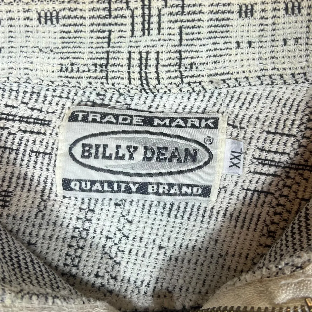 Vintage 90's BILLY DEAN Check Patterned 1/4 Zip Long Sleeve Flannel Polo Shirt
