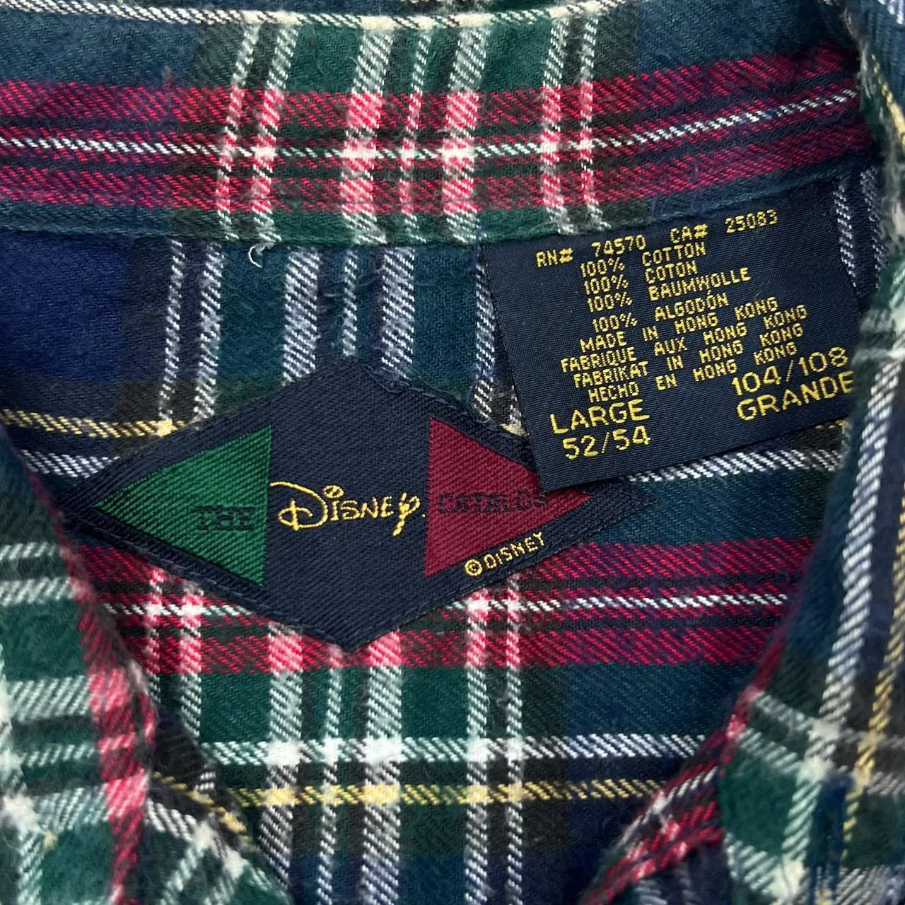 Vintage 90's DISNEY Winnie The Pooh Tigger Embroidered Character Plaid Check Long Sleeve Flannel Shirt