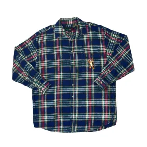 Vintage 90's DISNEY Winnie The Pooh Tigger Embroidered Character Plaid Check Long Sleeve Flannel Shirt