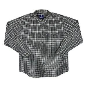 Vintage 90's KAMPO Black Grey Cream Check Long Sleeve Flannel Shirt