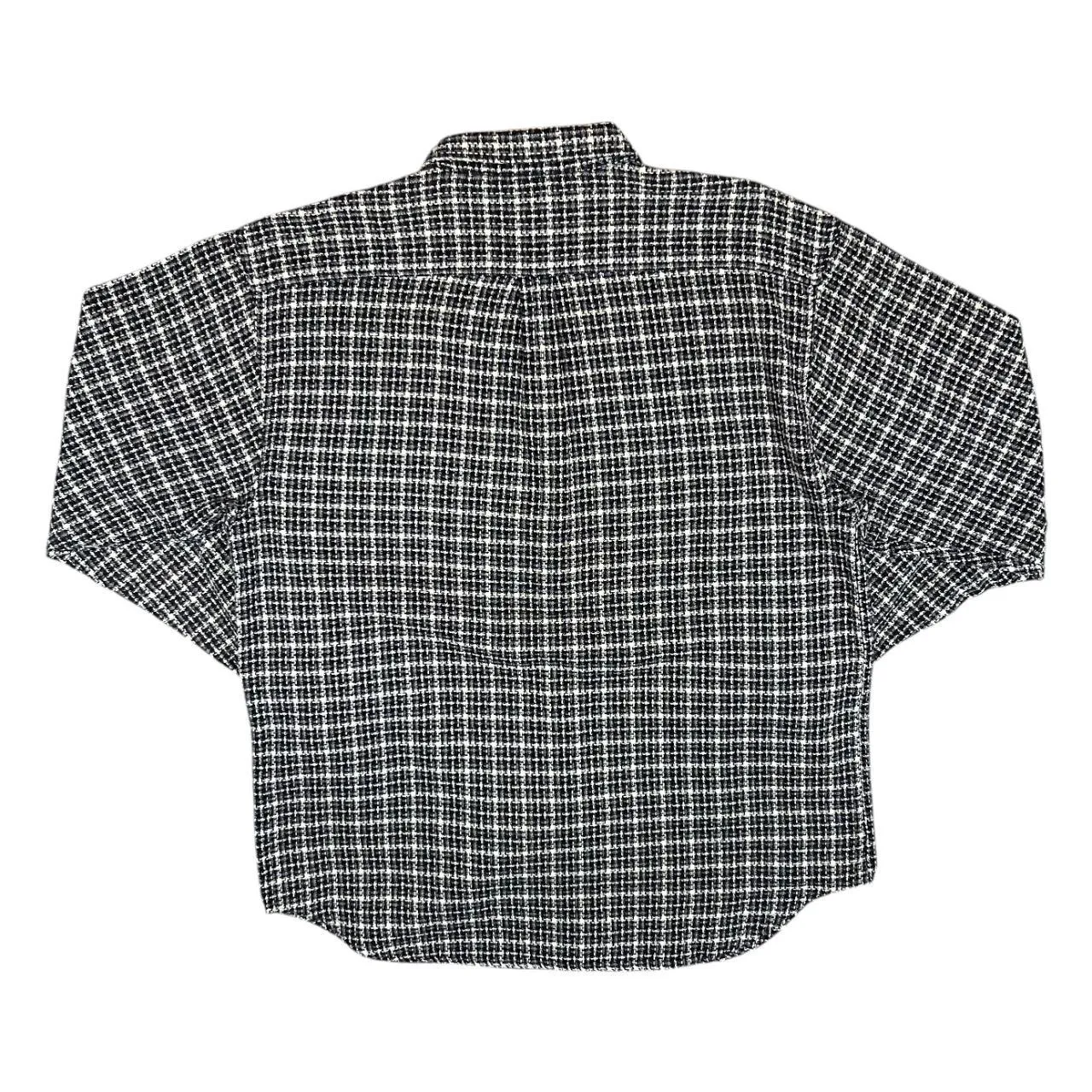 Vintage 90's KAMPO Black Grey Cream Check Long Sleeve Flannel Shirt