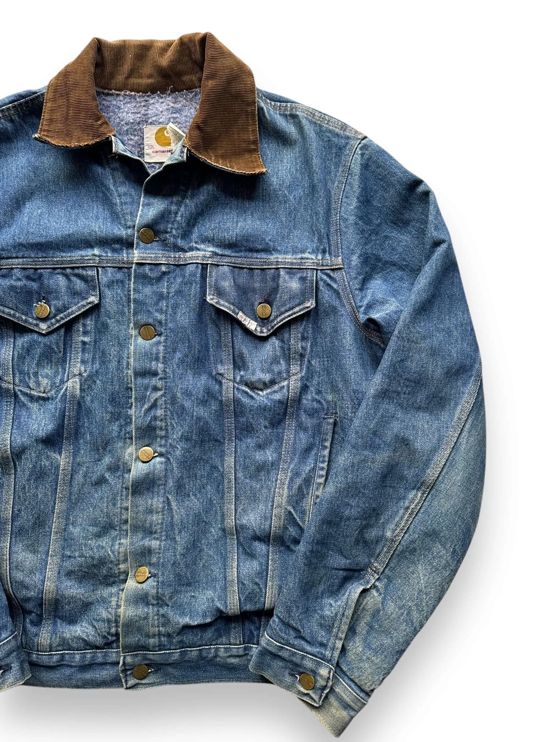 Vintage Carhartt Denim Blanket Lined Trucker Jacket SZ 42L