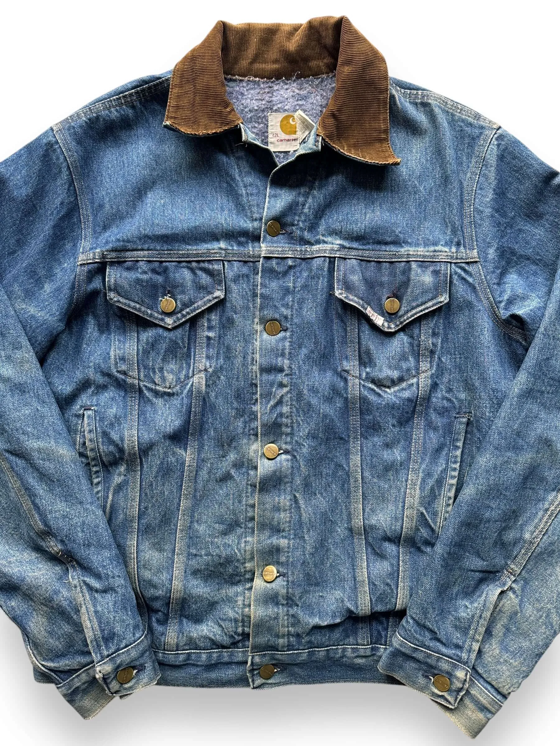 Vintage Carhartt Denim Blanket Lined Trucker Jacket SZ 42L