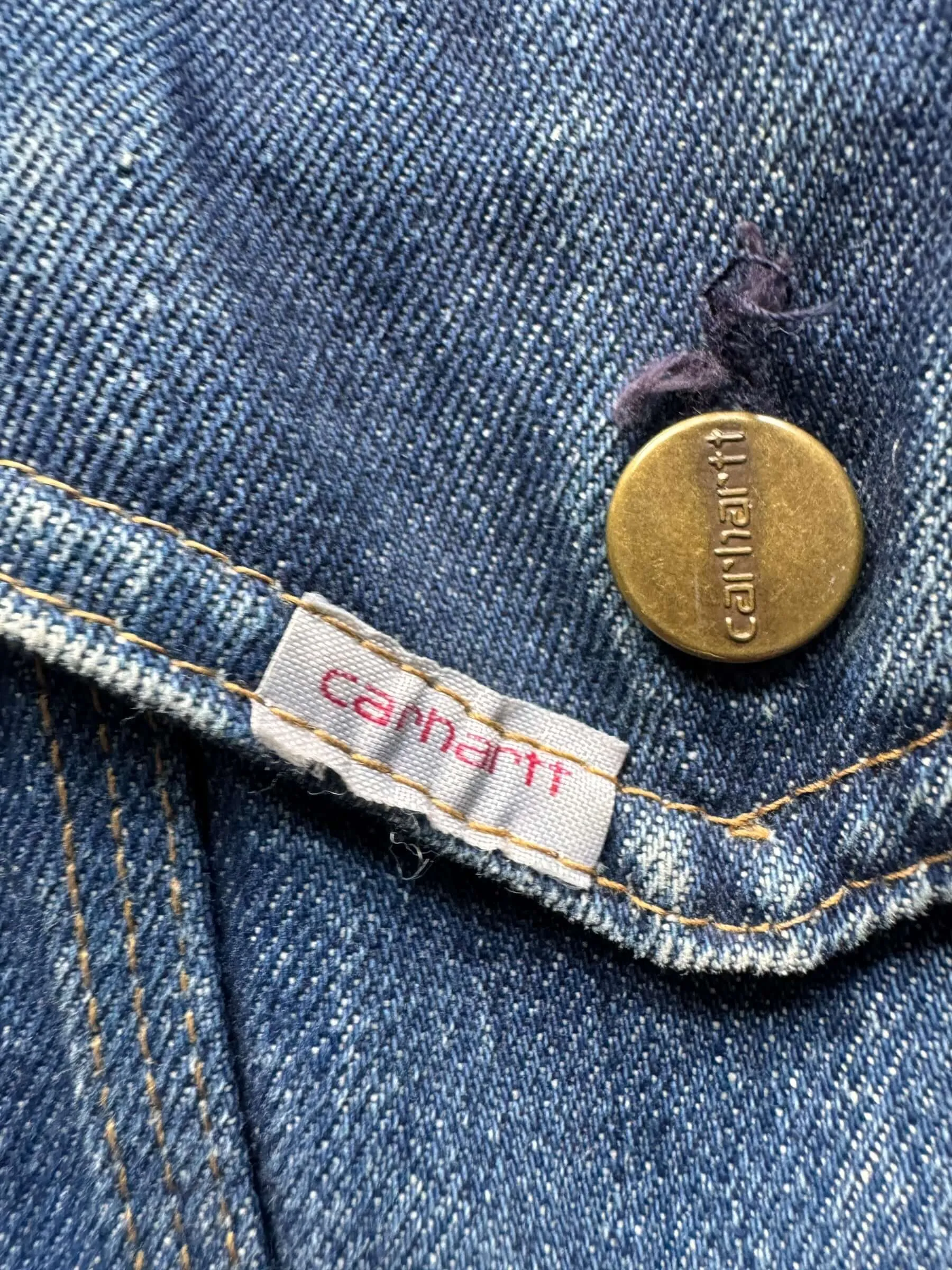 Vintage Carhartt Denim Blanket Lined Trucker Jacket SZ 42L