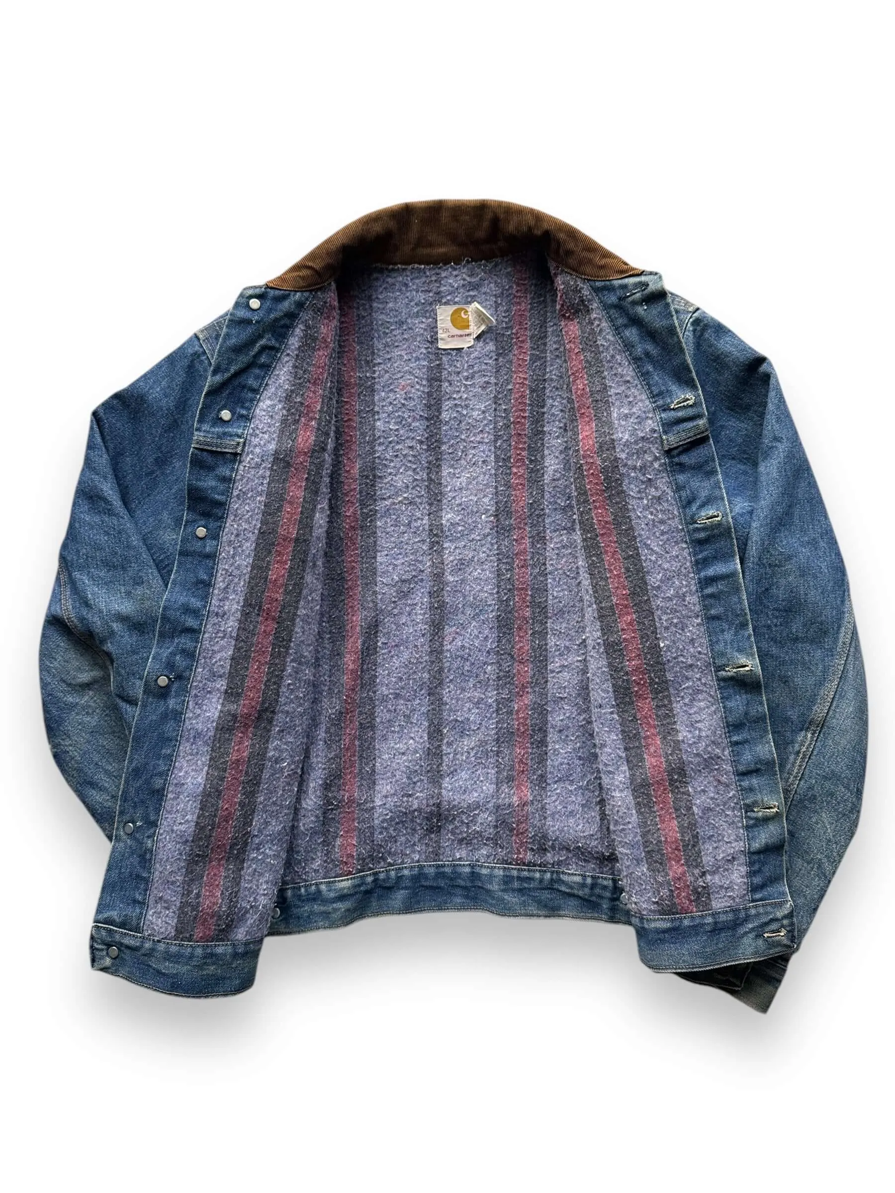 Vintage Carhartt Denim Blanket Lined Trucker Jacket SZ 42L