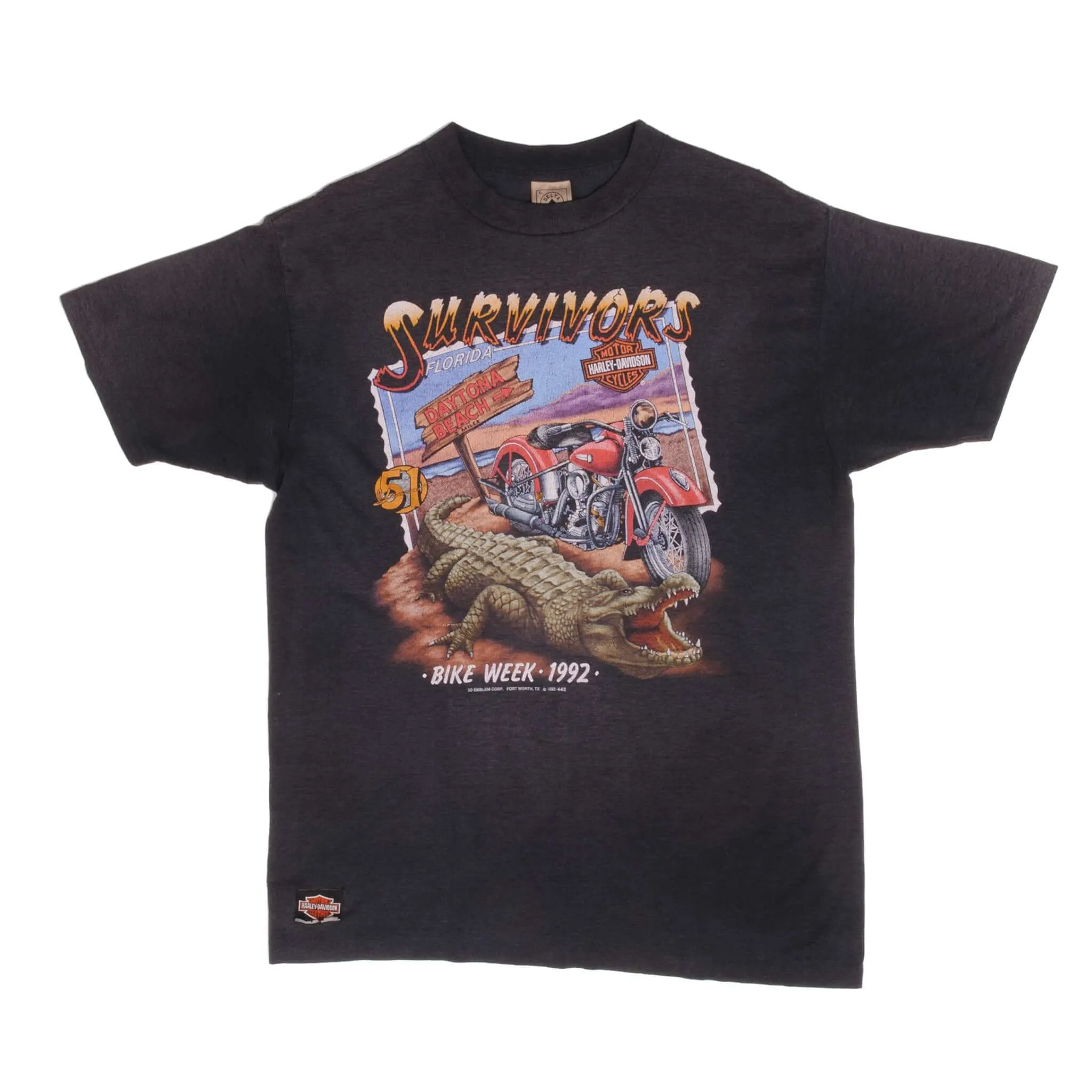 VINTAGE HARLEY DAVIDSON 3D EMBLEM BIKE WEEK 1992 TEE SHIRT LARGE MADE IN USA